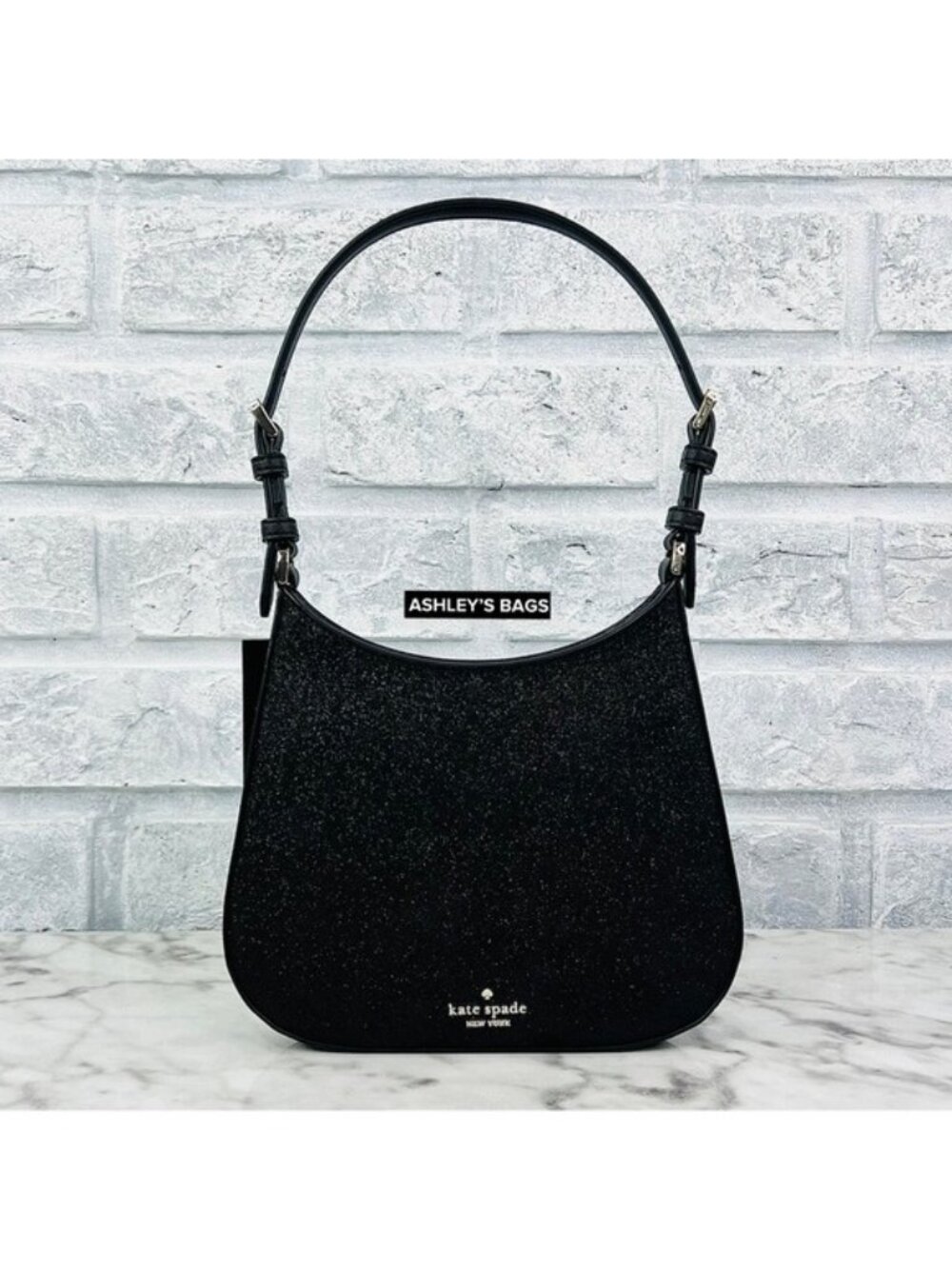 Kate Spade Glimmer Glitter Shoulder Bag In Black